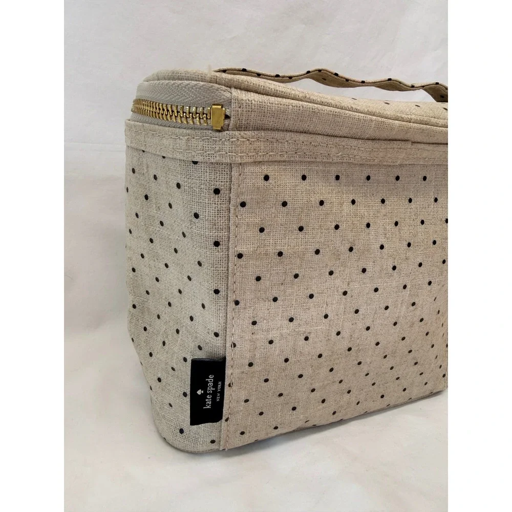 Kate Spade New York Out to Lunch Insulated Tote Bag Polka Dot Beige Black